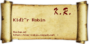 Klár Robin névjegykártya